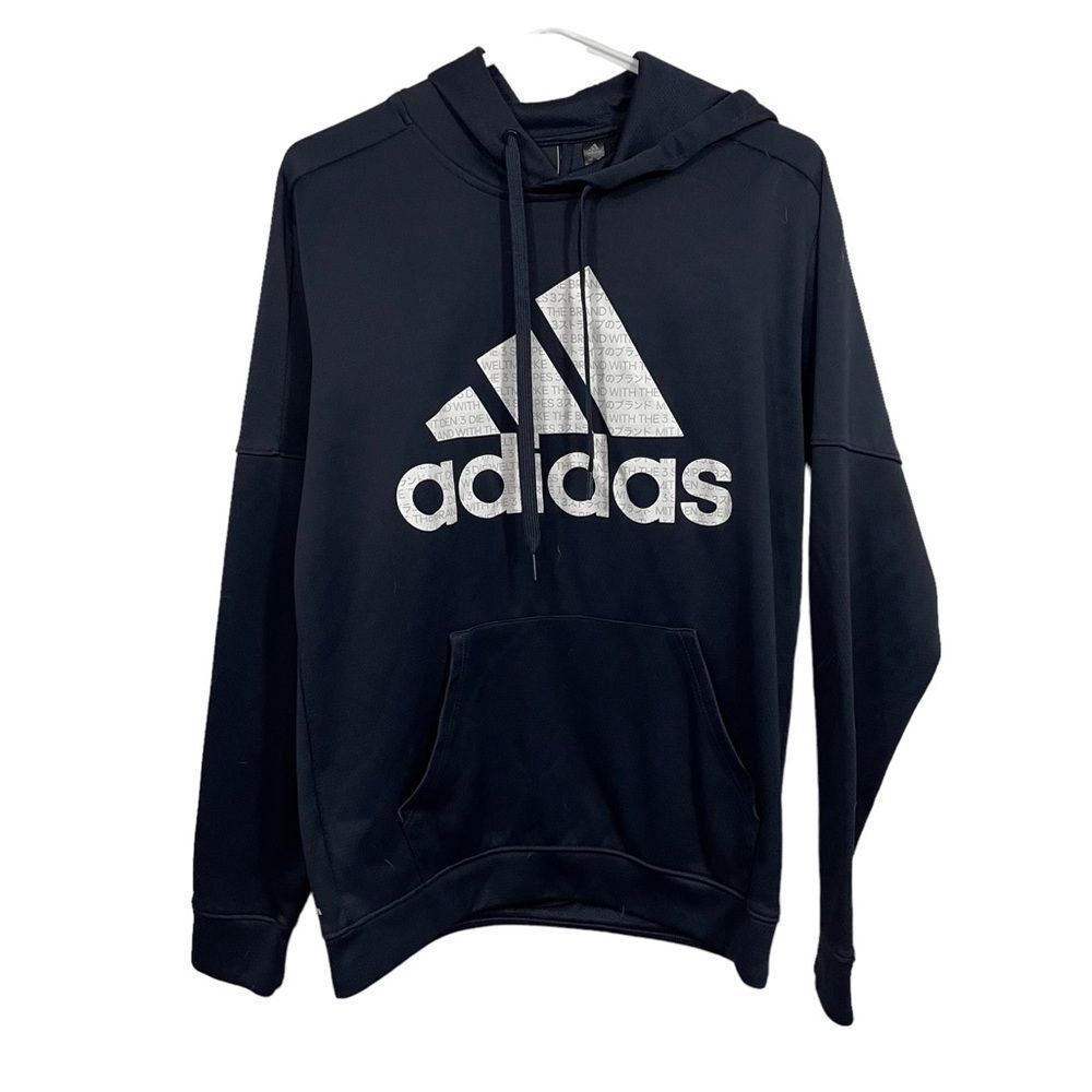 Adidas Navy Blue Graphic Athletic Hoodie Sweatshirt
